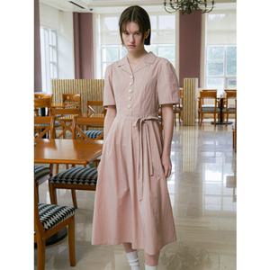 올리브데올리브 (OW4MO447) 셔츠형 주름 원피스