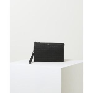 [닥스ACC][GRID]블랙 패턴배색 소가죽 클러치백 DBBA2F266BK