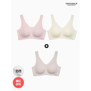 [크로커다일 이너웨어]25SS 라이크라 인견쉘론 몰드부착 V넥 브라 2+1 택1