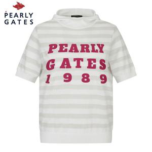 [파리게이츠] 파리게이츠 여성 스트라이프 로고 후드 반팔 니트 521C3SR154_WH