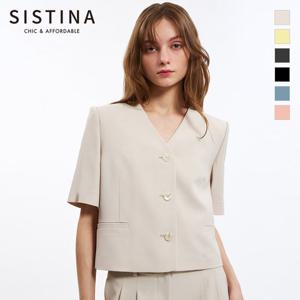 [SISTINA](77size) 브이넥 크롭 셋업 자켓_AWSJKO21050