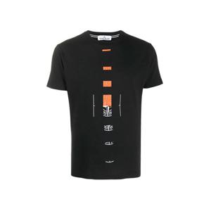 스톤아일랜드 프린팅 반팔 티셔츠 블랙 남성 72152NS90 V0029