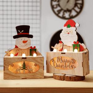 아트박스/진바스 산타와 눈사람 트리장식 우드조명