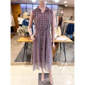 올앤선드리 세이브존01 네크훌 슬리브리스 언발 프린트 원피스 A4M5O632