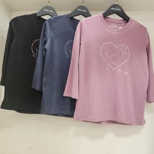 뱅뱅 HC15 뱅뱅 봄 여성  프린트 칠부 라운드 티셔츠 NTL231