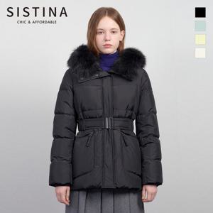 [SISTINA] 폭스퍼 후드 벨티드 덕다운 점퍼_ASDJPO41050