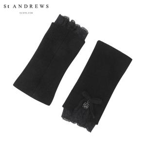 [세인트앤드류스] 여성 레이스 블록 캐시미어 니트 워머 821E3AC260_BK