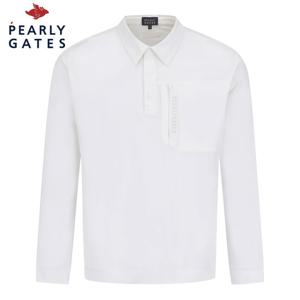 [파리게이츠] 파리게이츠 남성 우븐 믹스 하프 버튼 카라 티셔츠 511E3TO202_WH