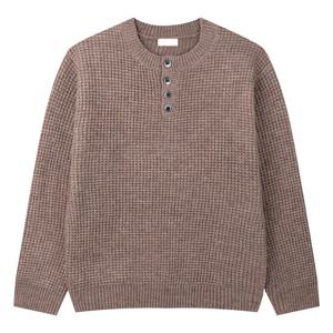 [리빌모아]남자 포버튼 버튼 헨리넥 긴팔 니트 GN-KN-Q004-모카