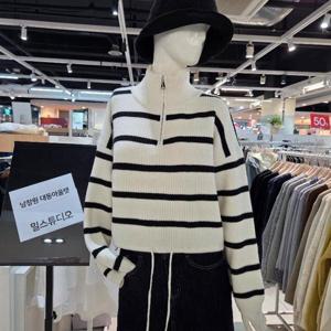 밀스튜디오 DP02 크롭단가라집업니트 LRAKTS112