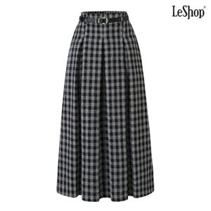 [르샵]벨티드 뒷 밴딩 체크 롱 스커트 (DP4WH006A)