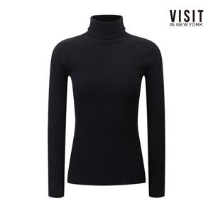 [비지트인뉴욕]슬림핏 베이직 골지 터틀넥 니트 V5BLK05