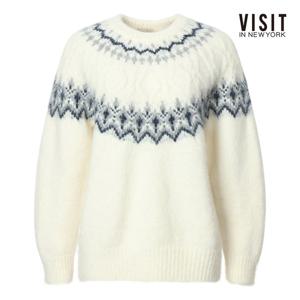 [비지트인뉴욕]겨울 믹스 패턴 루즈핏 니트 V5BLK08