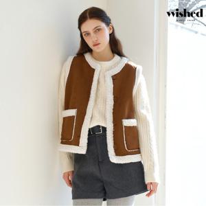 [위시드]양털 무스탕 버튼업 라운드넥 베스트 (WICDVT007)