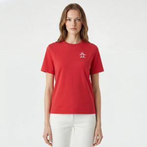 [먼싱웨어]여성 시그니처 라운드 반팔 티셔츠 레드 MR122LTS13