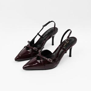 [신난다슈] 여성 슬링백 힐 8cm 여자 하이힐 스틸레토 슬링백 구두 펌프스 LO251152 와인