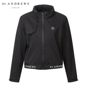 [세인트앤드류스] 여성 배색 포인트 패커블 숏 후드 레인 점퍼 821C5JR264_BK