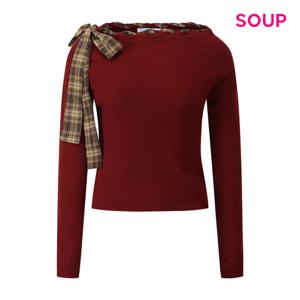 [숲]체크 타이 보트넥 골지 니트 S61LK05