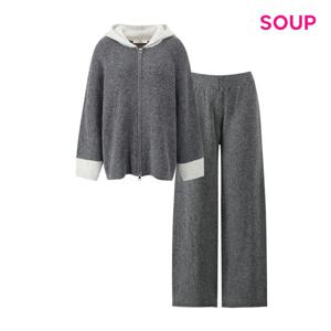 [숲]배색 후드 니트 앤 울 팬츠 셋업 S61ST03