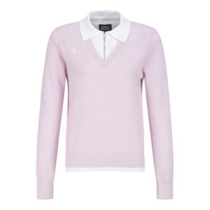 파리게이츠골프긴팔티 NQC 521D1SR102_PK 여성 하프 집업 배색 카라 긴팔 니트