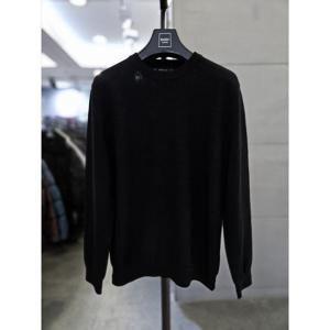 바쏘옴므 세이브존03 바쏘옴므 남자 간절기 블랙 와플 라운드 니트 WSAQA1WR07A