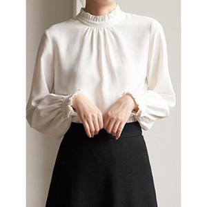 [앳마크]ATMARK (77까지)쉬폰프릴하이넥블라우스_AA61BL002G