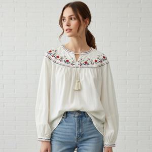 [리블리크]로라 플로럴 자수 블라우스_RF1BL007