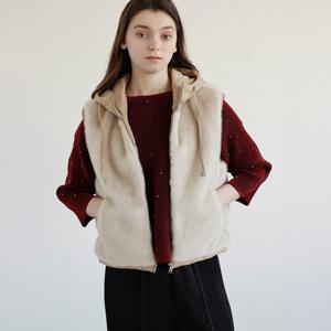 [요이츠] 소프트 퍼 믹스 후드 베스트_YJ11WHFVT30