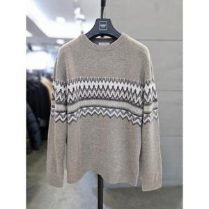 바쏘옴므 세이브존03 바쏘옴므 베이지 세미오버핏 울혼방 라운드 니트 WSATZ4WR26A