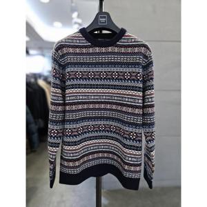 바쏘옴므 세이브존03 바쏘옴므 남성  블렌딩 스웨터 네이비 라운드 니트 WSATZ4WR23A