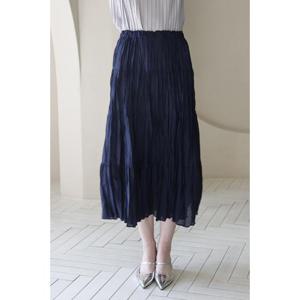 [요이츠] 티어드 플리츠 밴딩 롱 스커트_YJ05WRPSK03