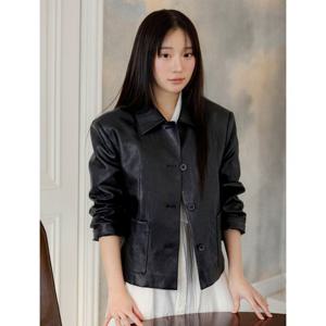 [올리브데올리브]페이크레더 스탠카라 싱글 자켓 OL6SJ160