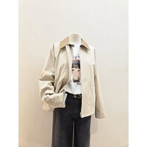 숲  (SC3UJ90) 레더 카라 배색 집업 점퍼