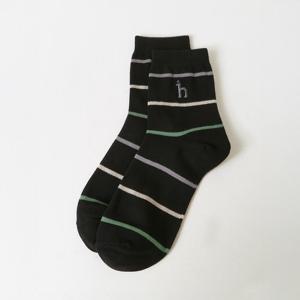 [헤지스] 남성 스트라이프 면혼방 중목양말 HZSS6E202BK