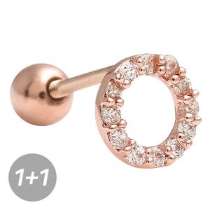 미니아트 라운드라인 큐빅 14K 로즈골드 금침 피어싱 귀걸이 2종