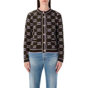 구찌 GG 울 부클 자카드 가디건 713300XKCNA 3039 MILTARY LILAC