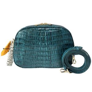 [에스콰이아]카이만 악어 핸드백 청그린 크로스백 ECBSHB034GR