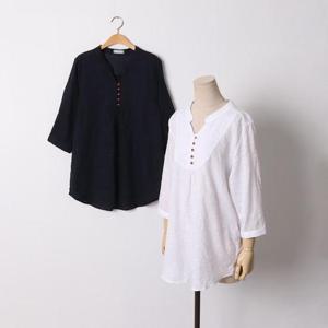 빅사이즈 408 프리지아버튼7부남방 DOLD738