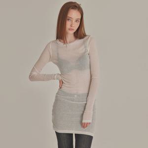 RIBBED MINI LONG-SLEEVE LAYERED DRESS_T426DS500(IV