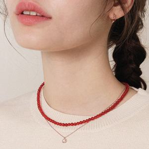 제이로렌 레인보우 문스톤 클로버 실버 목걸이 N01196