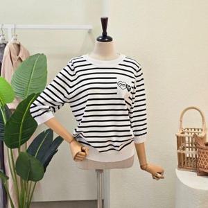 [포커스]FM5C7KT00599_포켓 스트라이프 7부 소매 니트