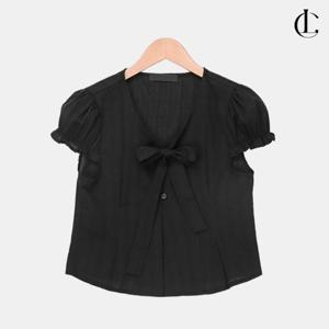 엘케이트 여성 타이블라우스 셔링 핀턱 펀칭 데이트룩 여름 반팔 블라우스 LBB003