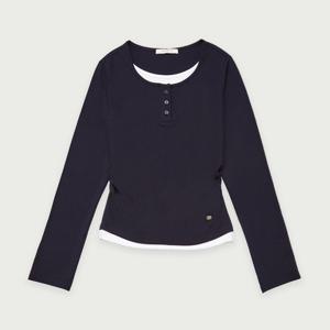 여성 웨일 헨리넥 슬림핏 레이어드 티셔츠_097(10530-131-604-45)