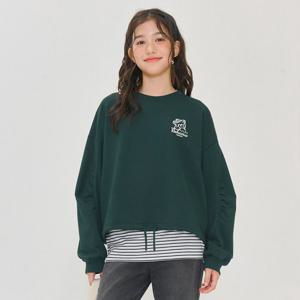 [오션스카이] 여아 소매 셔링 크롭 맨투맨 티셔츠-EEJG5160B0C