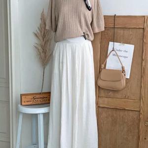 [다잇템]여성 핀턱 백밴딩 넓은 레이온 롱팬츠