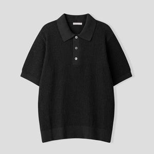 [리빌모아]남자 부클 카라넥 골지 반팔 니트티 AS-KNH-Q006-블랙