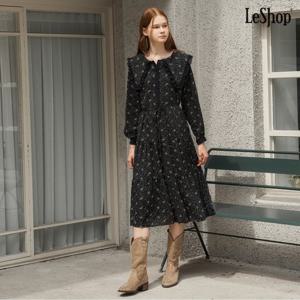 [르샵]플라워 패턴 프릴 카라 긴팔 원피스 (DP3OW023A)