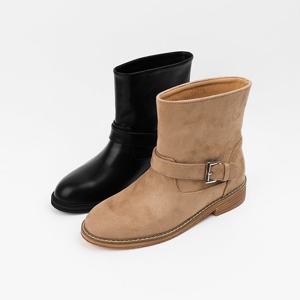 [신난다슈] 여성 앵클부츠 3cm 2종 여자 통 넓은 숏 앵글 부츠 버클 발편한 통굽 FL257019