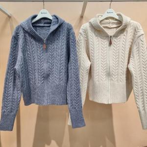 라티움 HC34 세로꽈배기두줄 깔끔한 짧은 집업후드니트가디건형점퍼 T2543cd06