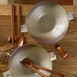이천도자기 집으로 브라운 손잡이 면기 22.5cm 스톤웨어 그릇 식기 덮밥 라면기